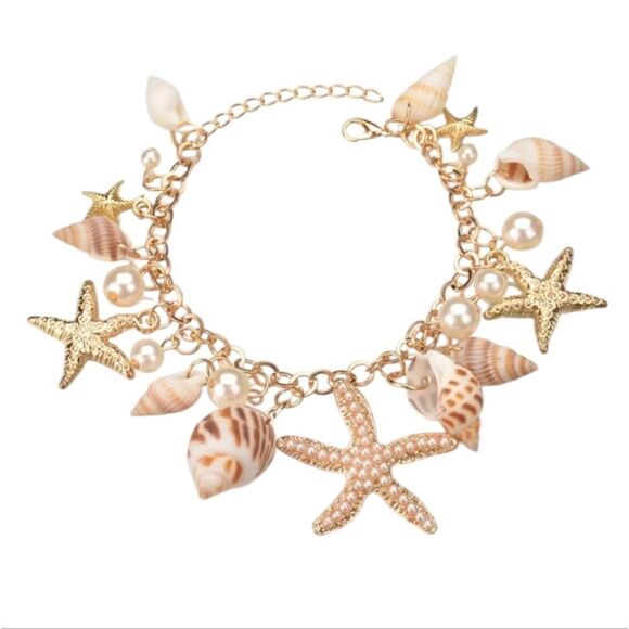 New ANTHRO seashell starfish charm beach Shell bracelet - Picture 2 of 10